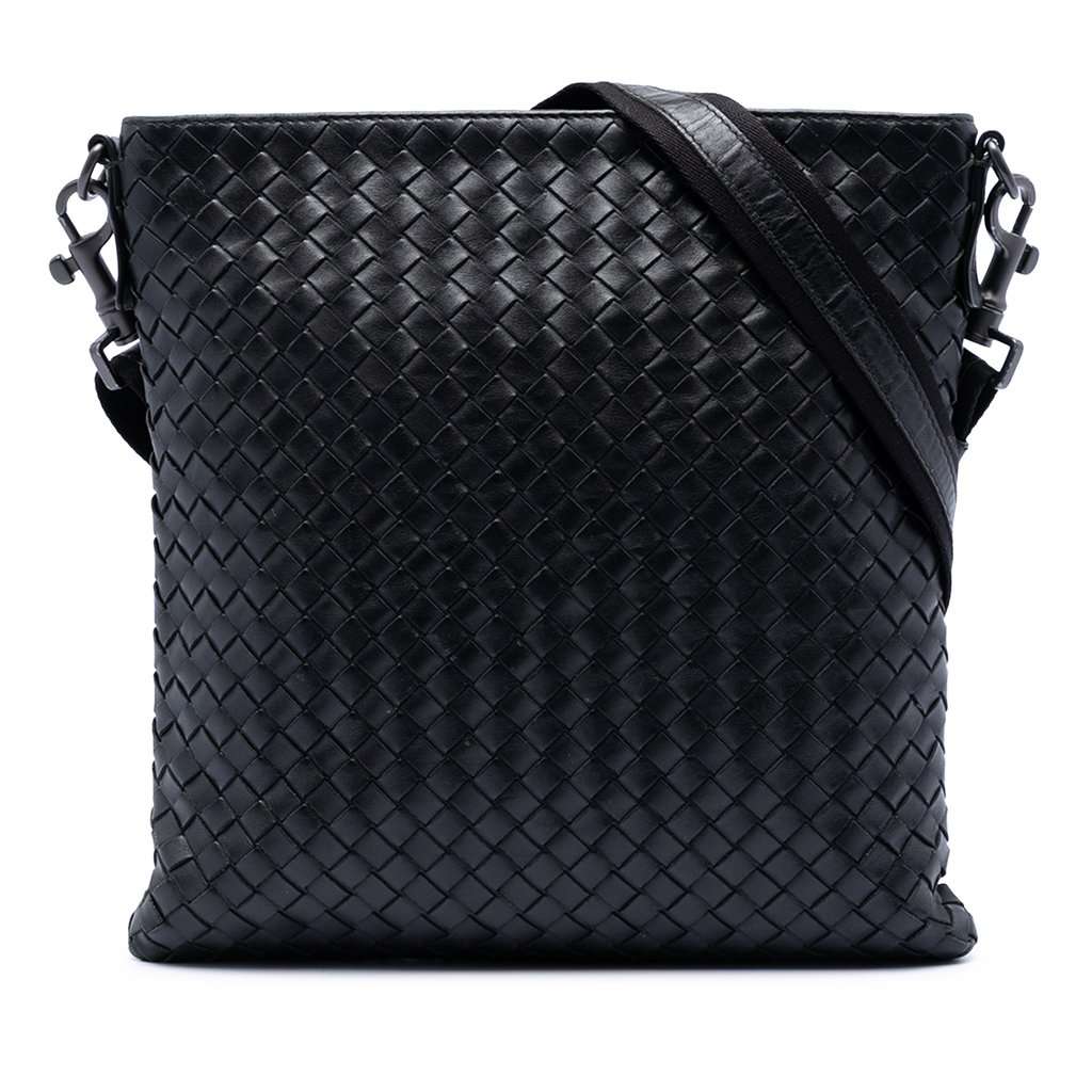 Bottega Veneta Nappa Intrecciato VN Crossbody Black Leather Very good condition - Front View