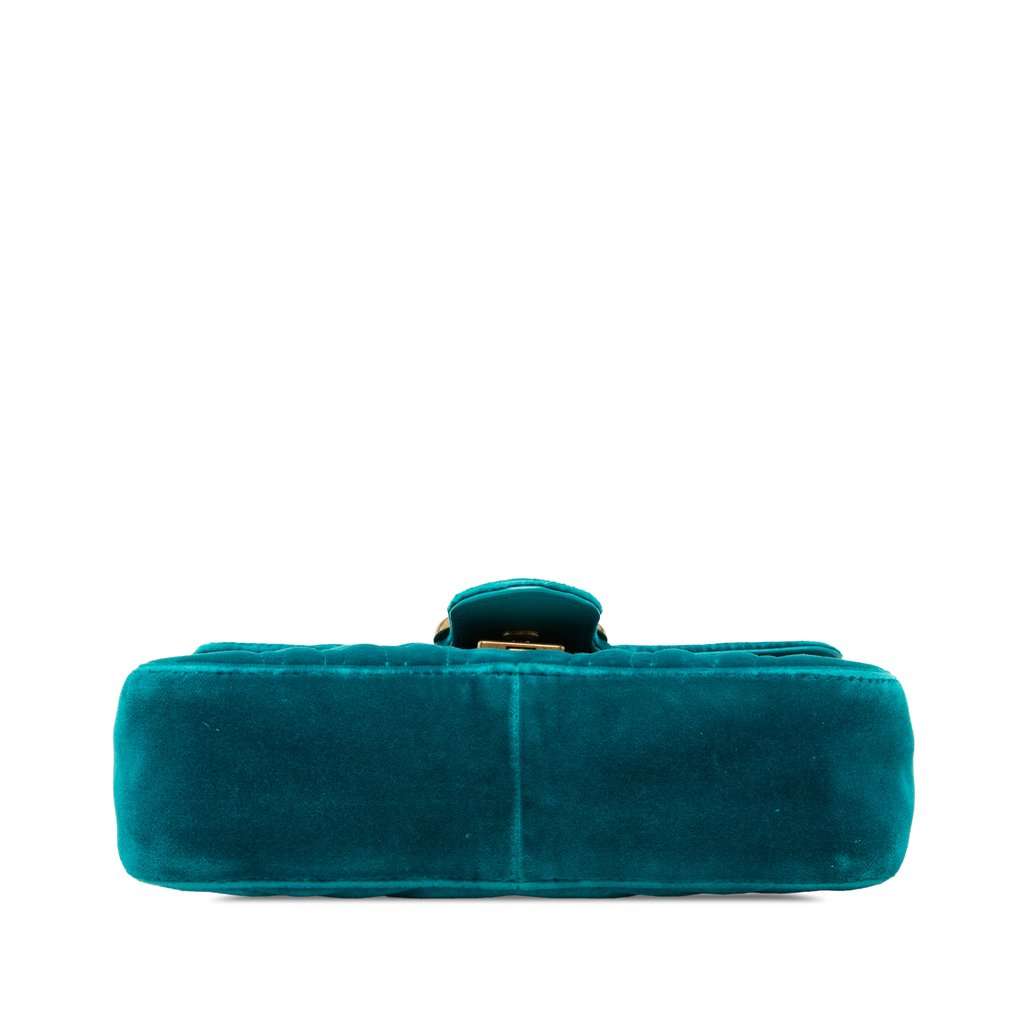 Gucci Small GG Marmont Matelasse Velvet Shoulder Bag Blue Very good - Inside View