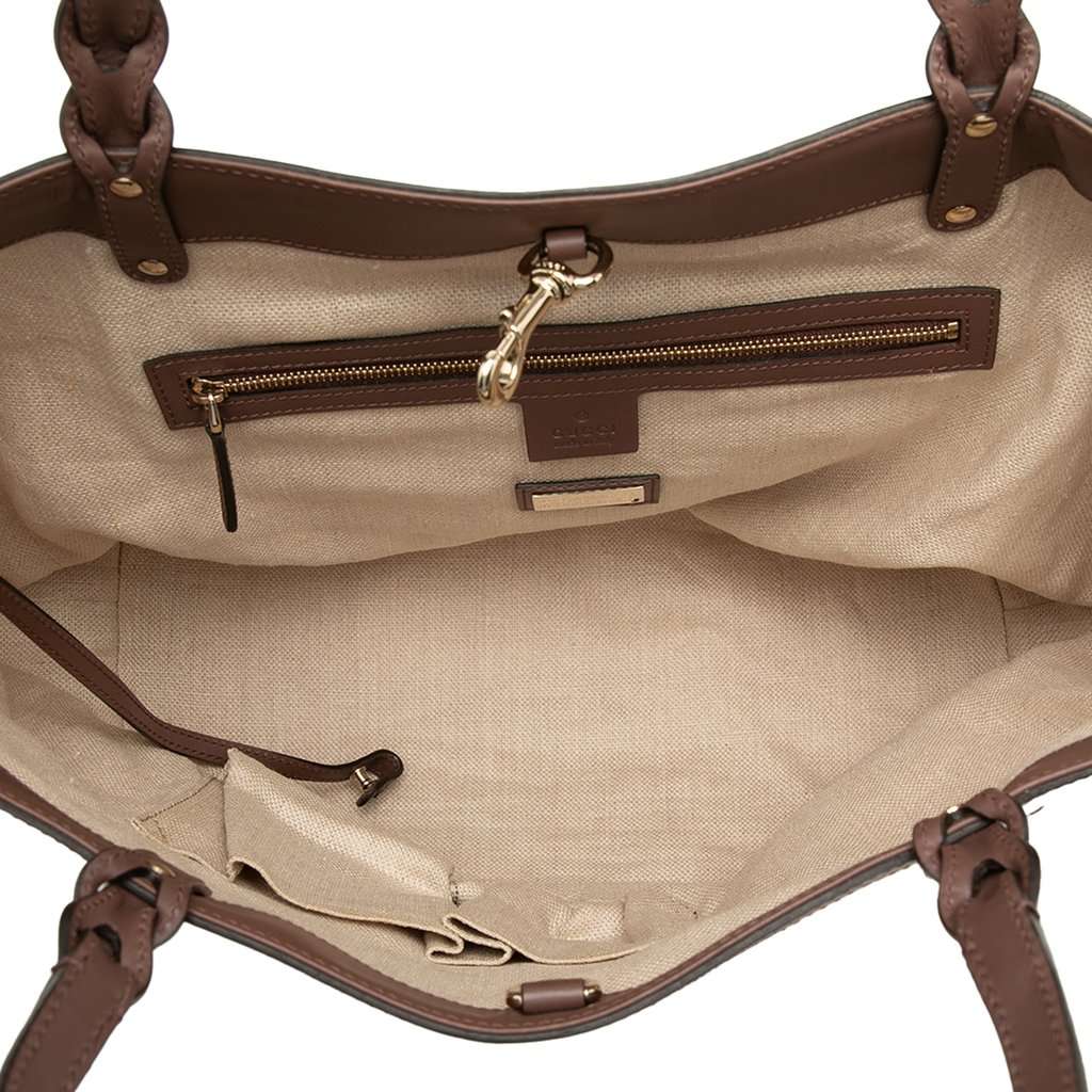 Gucci Medium Canvas Craft Tote Brown Very good condition - Model View