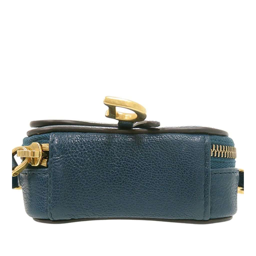 Dior Mini Goatskin Saddle Pouch Blue Leather Very good condition - Inside View