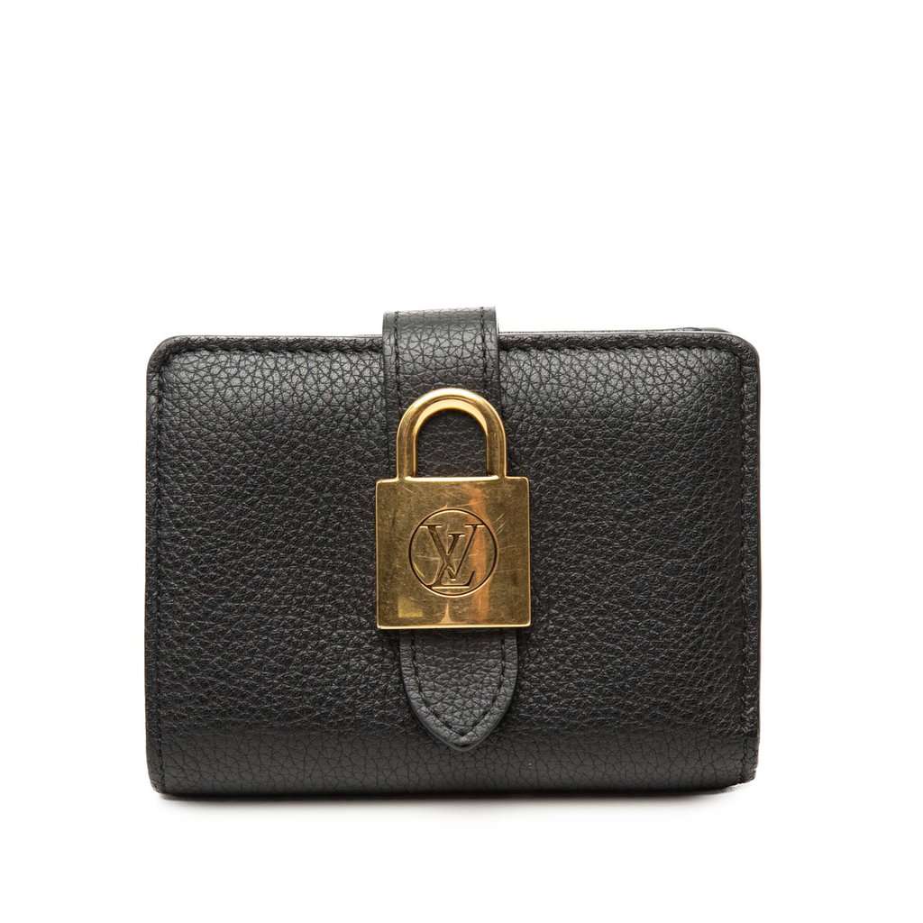 Louis Vuitton Leather Low Key Compact Wallet Black Leather Very good condition - Front View