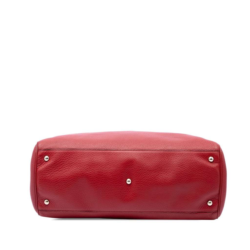 Gucci Large Calfskin Bamboo Shopper Satchel Red Leather Very good - Inside View