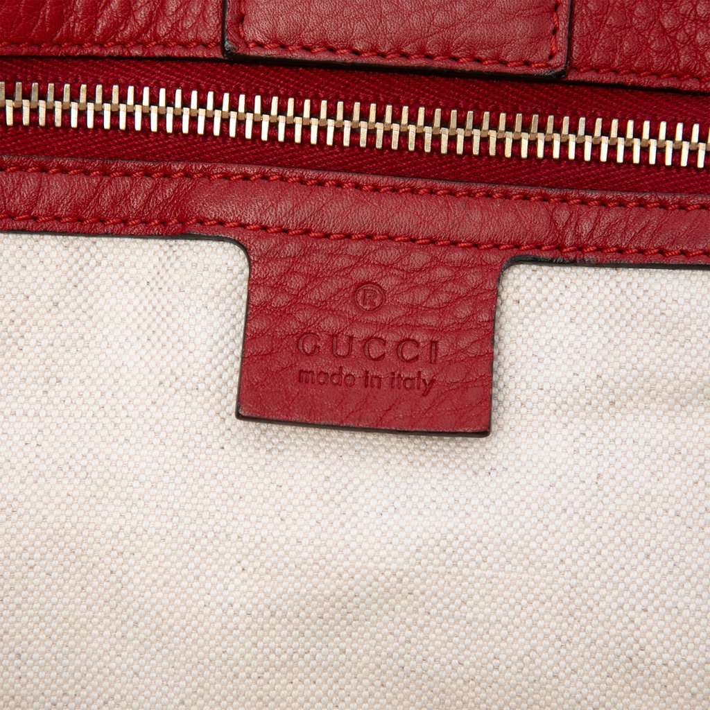 Gucci Large Calfskin Bamboo Shopper Satchel Red Leather Very good - Box View