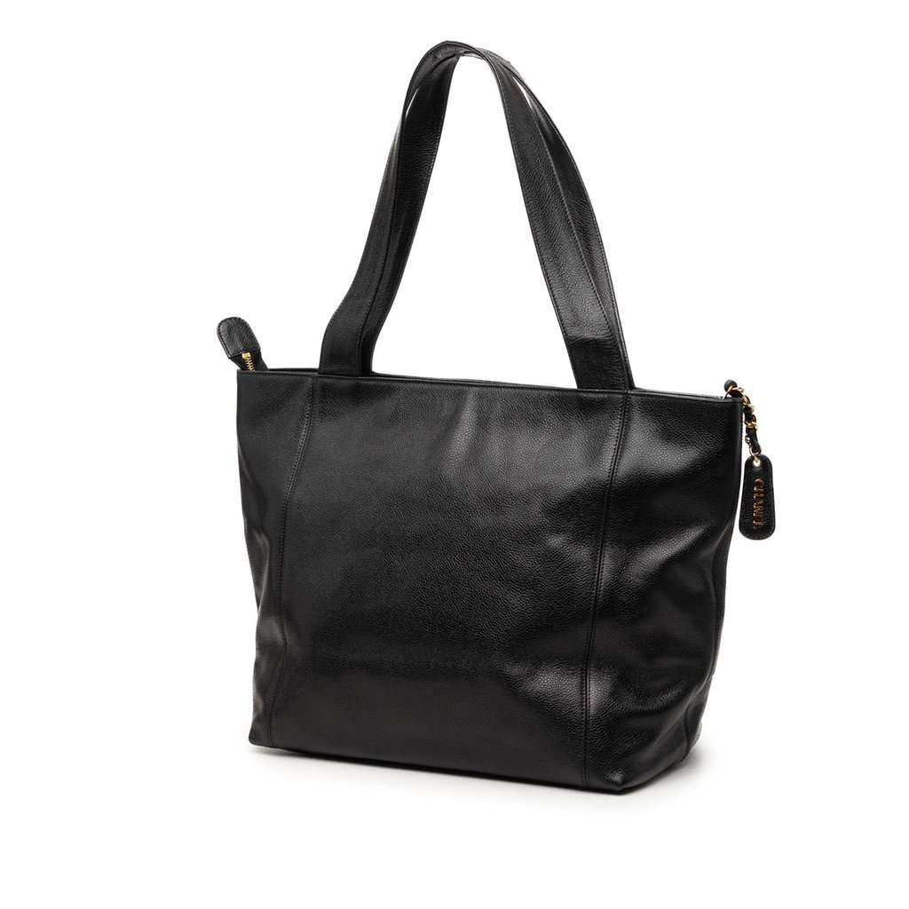 Chanel CC Caviar Tote Black Leather Very good - Back View