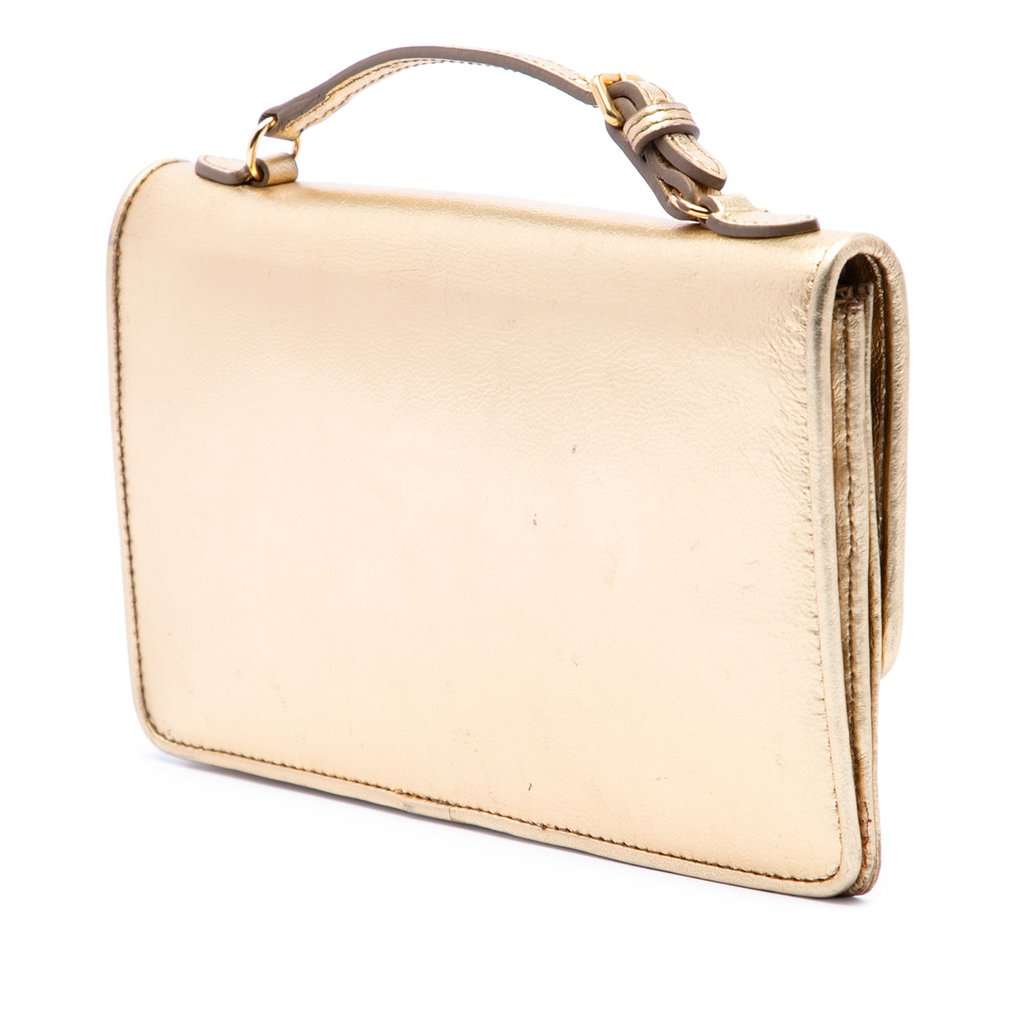 Miu Miu Metallic Leather Top Handle Wallet Bag Gold Leather Very good condition - Back View
