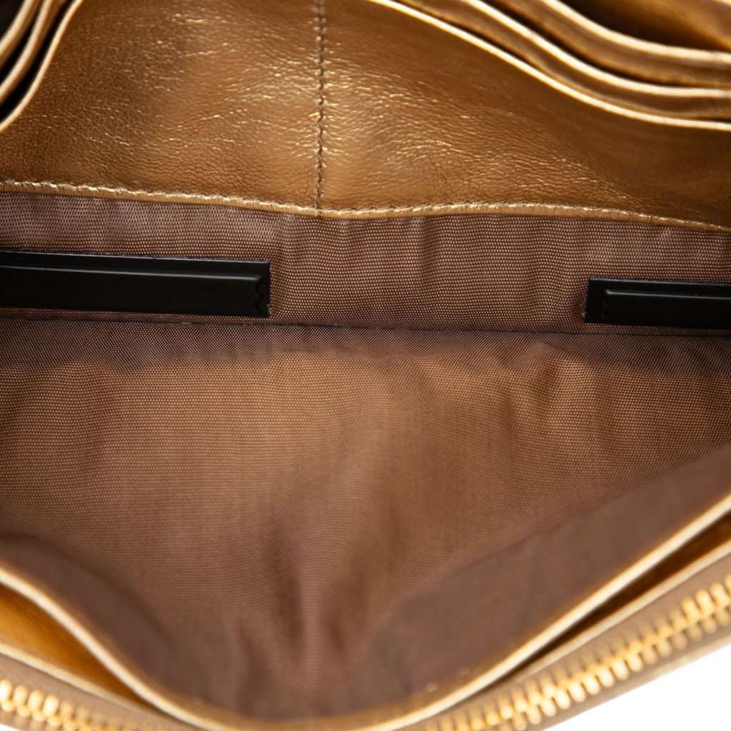 Miu Miu Metallic Leather Top Handle Wallet Bag Gold Leather Very good condition - Model View