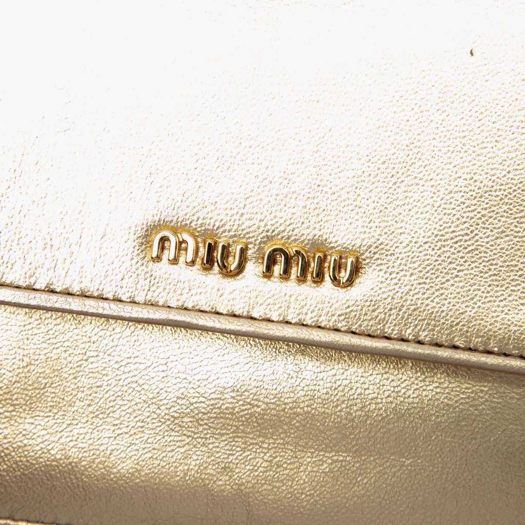 Miu Miu Metallic Leather Top Handle Wallet Bag Gold Leather Very good condition - Box View