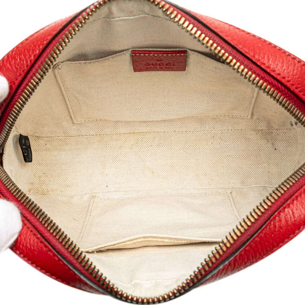 Gucci Leather Animalier Web Disco Crossbody Red Leather Very good - Model View
