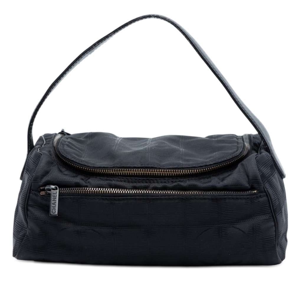 Chanel New Travel Line Nylon Vanity Bag Black Very good condition - Front View