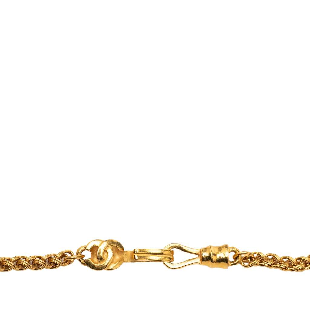 Chanel CC Gold Plated Stone Oval Pendant Necklace Gold Metal Very good - Box View
