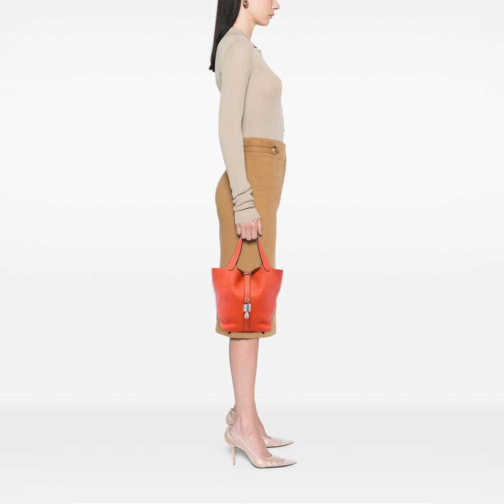 Hermès Clemence Picotin Lock 18 Orange Leather Very good condition - Box View