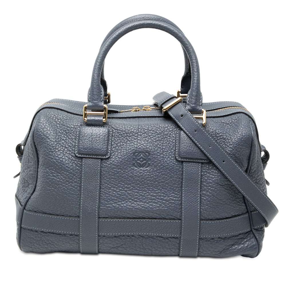 Loewe Goatskin Anagram Paseo 30 Satchel Blue Leather Very good condition - Front View