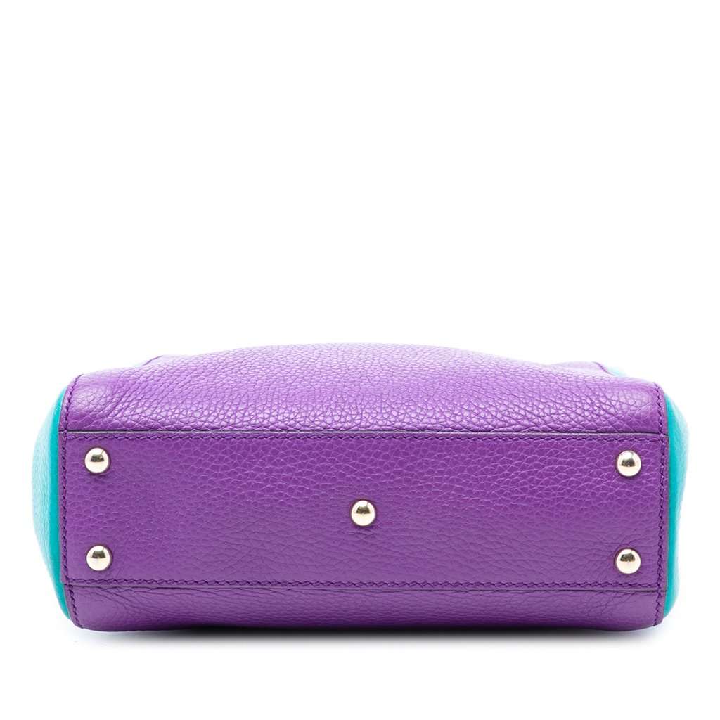 Gucci Mini Bicolor Calfskin Bamboo Shopper Satchel Purple Leather Very good condition - Inside View