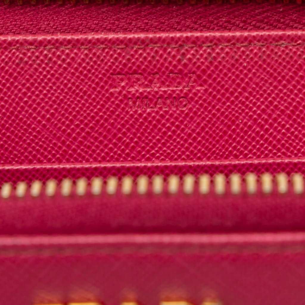 Prada Saffiano Zip Around Long Wallet Pink Leather Very good condition - Box View