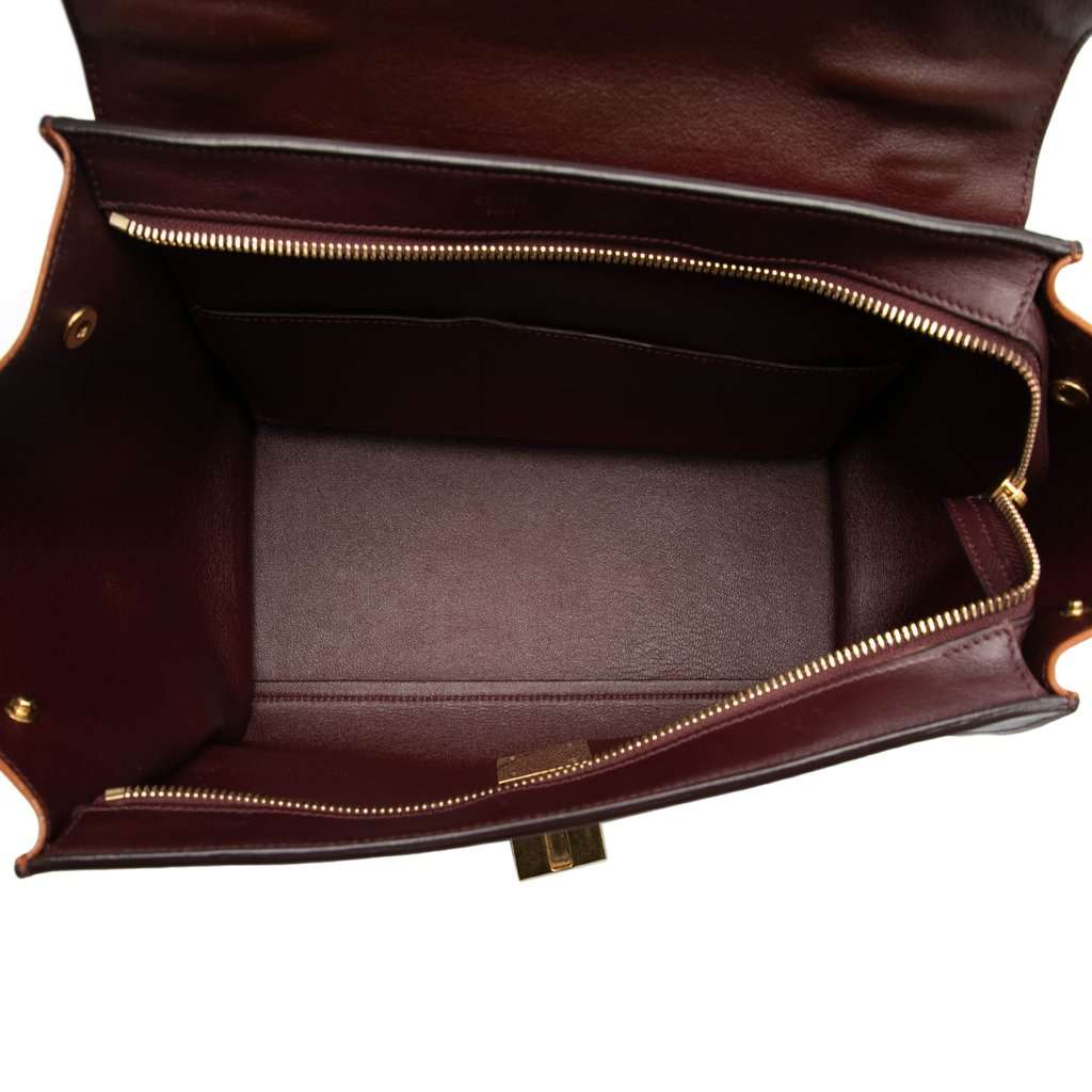 Celine Small Tricolor Leather Trapeze Satchel Brown Leather Very good - Model View