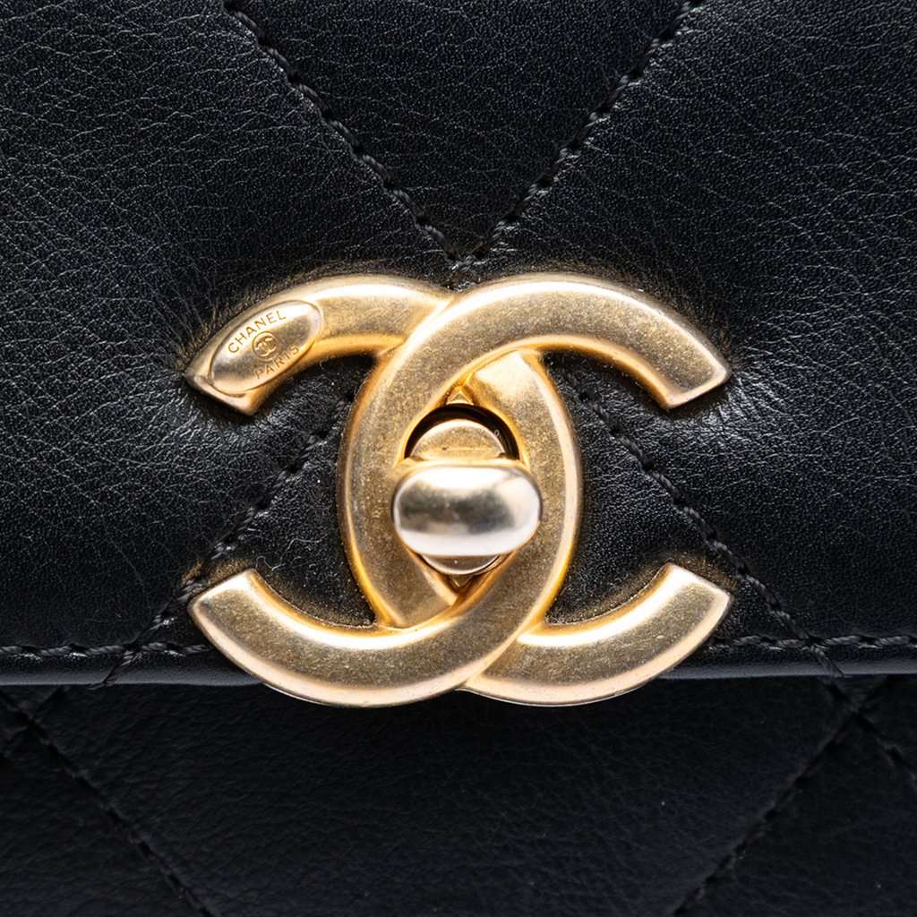 Chanel Mini Quilted Calfskin Framing Chain Flap Black Leather Very good condition - Box View
