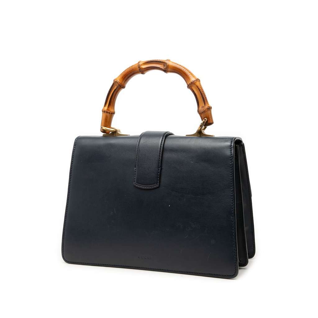 Gucci Medium Leather Bamboo Dionysus Web Satchel Blue Leather Very good - Back View