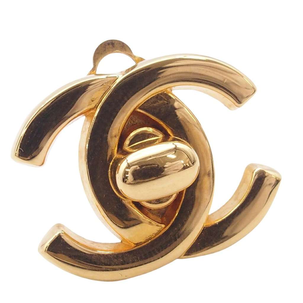 Chanel CC Gold Plated Turn Lock Clip on Earrings Gold Metal Very good condition - Inside View