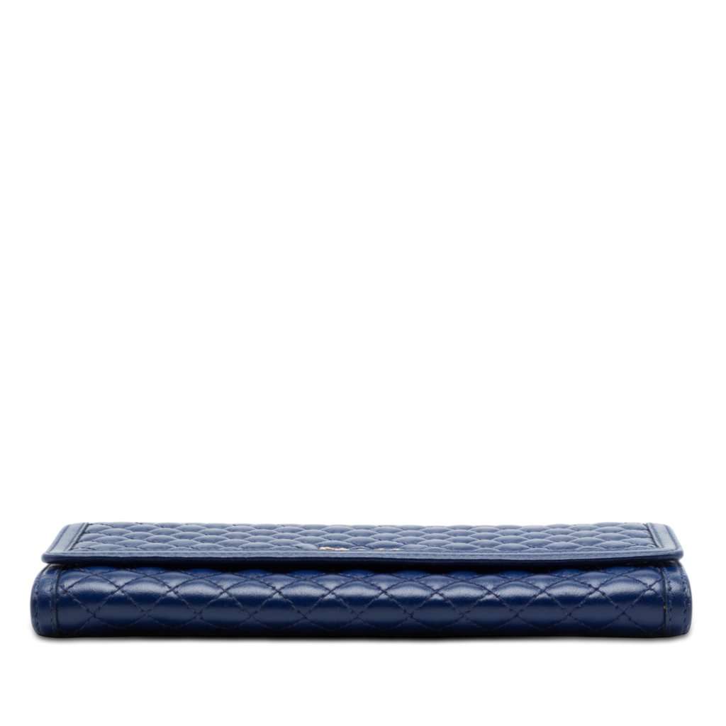 Prada Quilted Nappa Wallet On Chain Blue Leather Very good - Inside View
