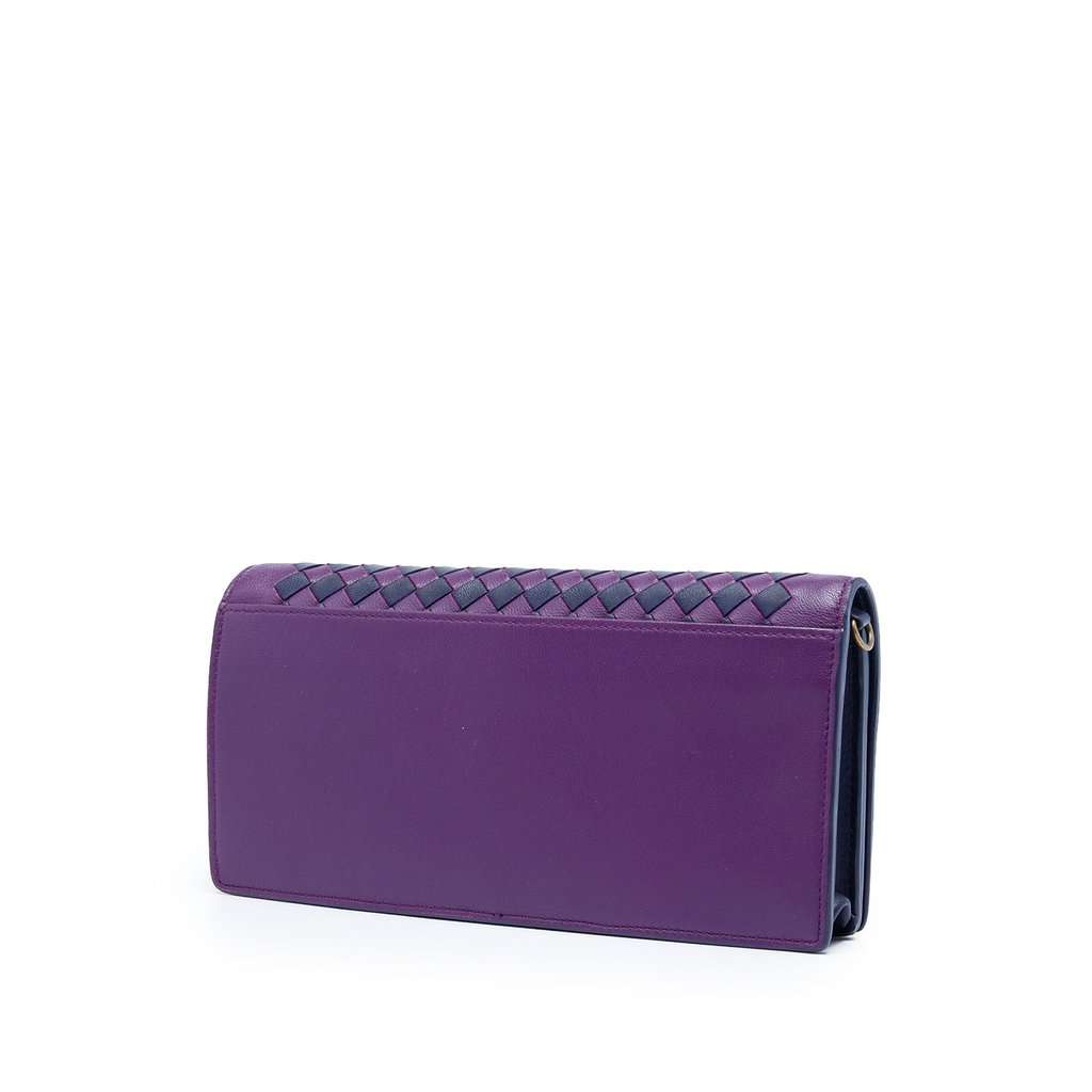 Bottega Veneta Bicolor Nappa Intrecciato Continental Wallet on Chain Purple Leather Very good - Back View
