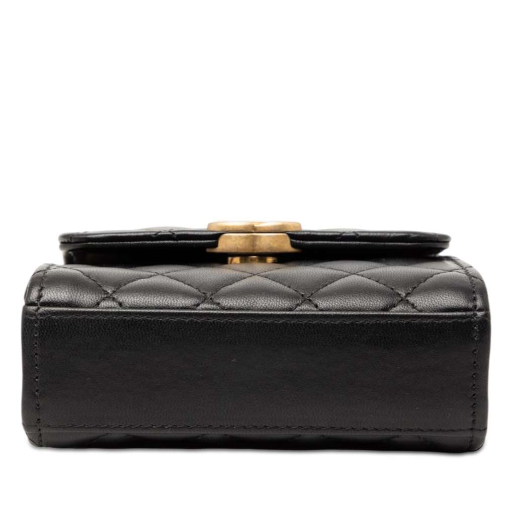 Chanel Mini CC Quilted Lambskin Enamel Top Handle Bag Black Leather Very good condition - Inside View
