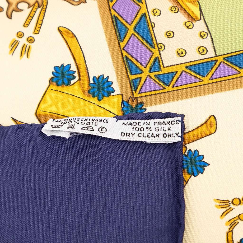 Hermès Le Tarot Silk Scarf 90 Blue Never worn - Back View