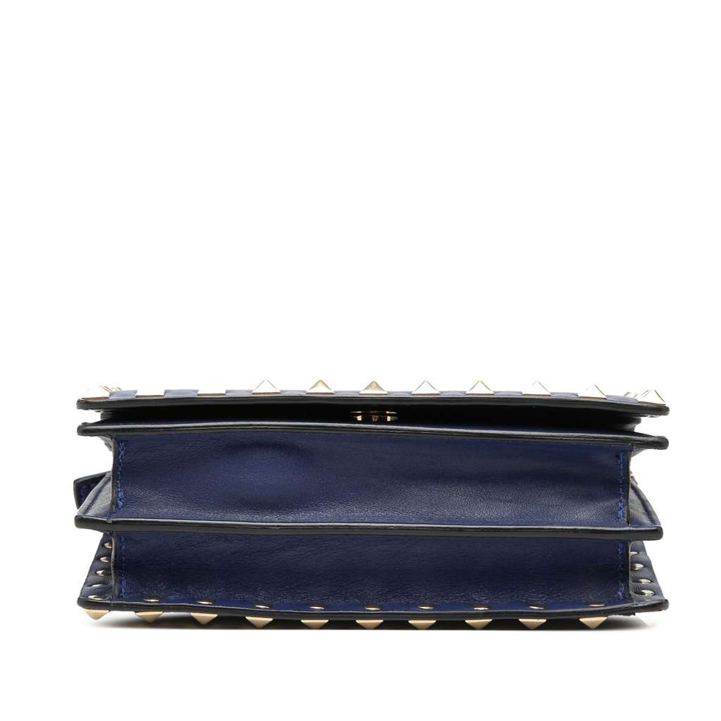 Valentino Leather Rockstud Chain Pouch Blue Leather Very good condition - Inside View
