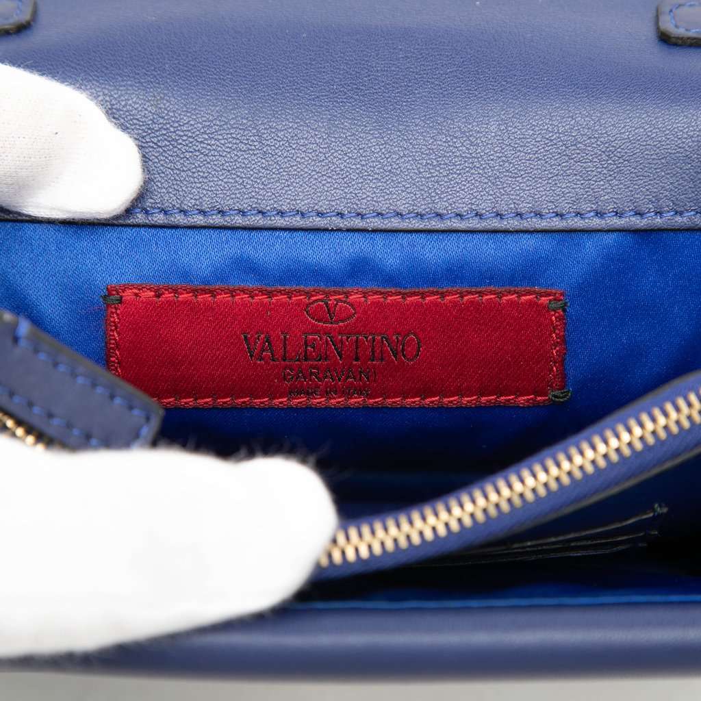 Valentino Leather Rockstud Chain Pouch Blue Leather Very good condition - Box View