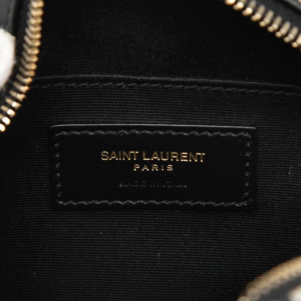 Saint Laurent Chevron Calfskin Polka Dot Round Vinyle Camera Bag Black Leather Very good - Box View