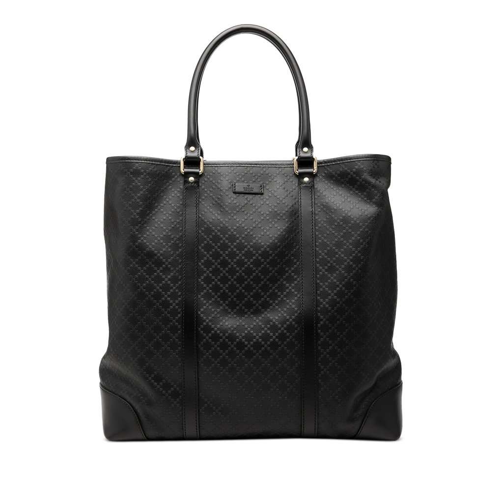 Gucci Diamante Calfskin Hilary Lux Joy Vertical Tote Black Leather Very good - Front View