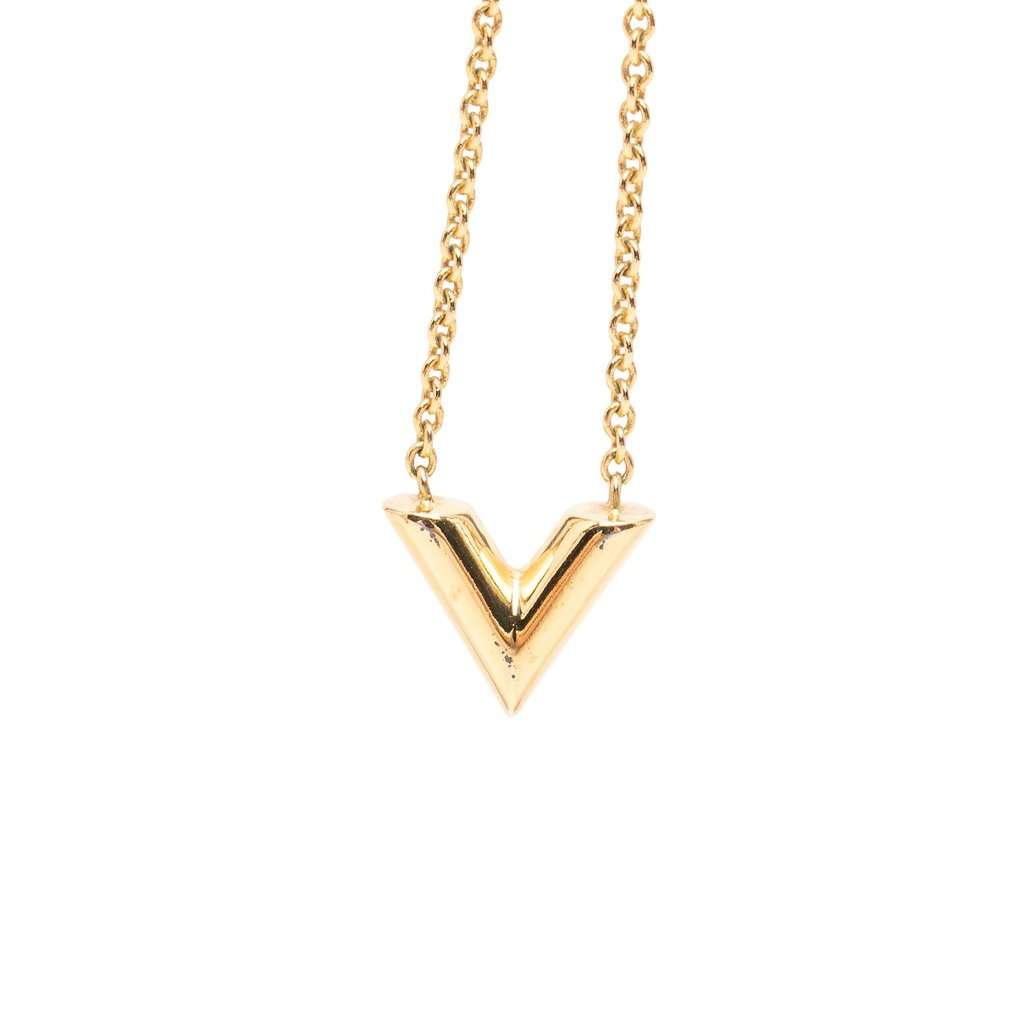 Louis Vuitton Gold Plated Essential V Necklace Gold Metal Very good condition - Inside View