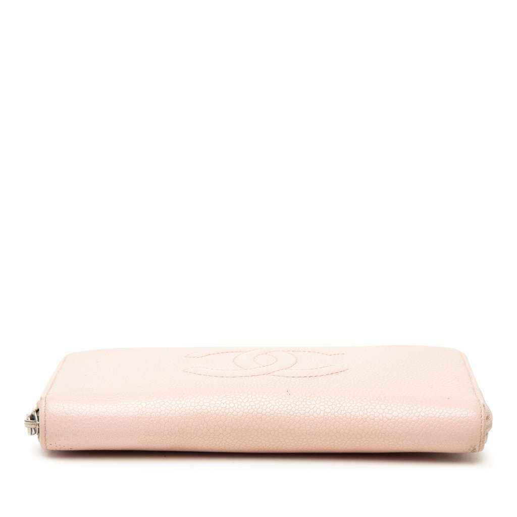 Chanel CC Caviar Zip Around Long Wallet Pink Leather Very good - Inside View