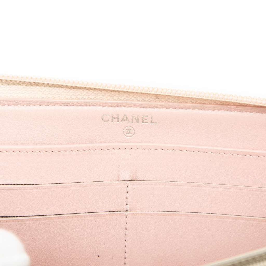 Chanel CC Caviar Zip Around Long Wallet Pink Leather Very good - Box View