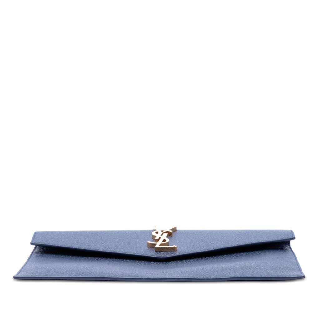 Saint Laurent Grain de Poudre Uptown Pouch Blue Leather Very good condition - Inside View