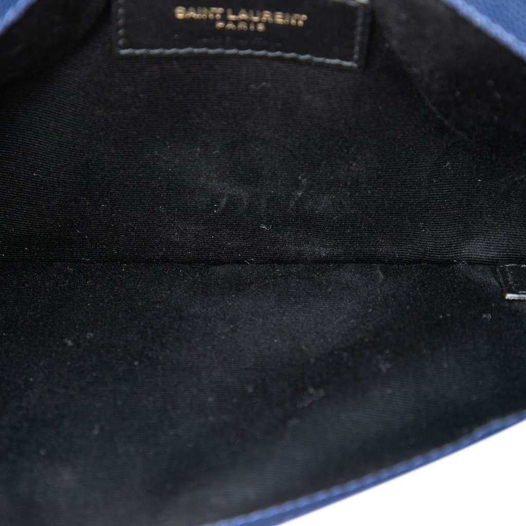 Saint Laurent Grain de Poudre Uptown Pouch Blue Leather Very good condition - Model View
