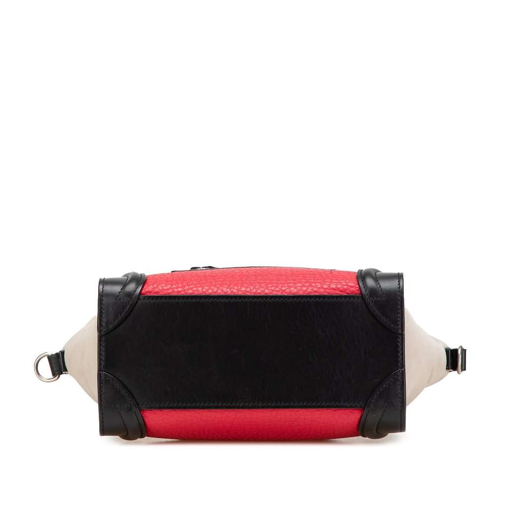 Celine Nano Tricolor Nubuck and Calfskin Luggage Tote Red Leather Very good - Inside View