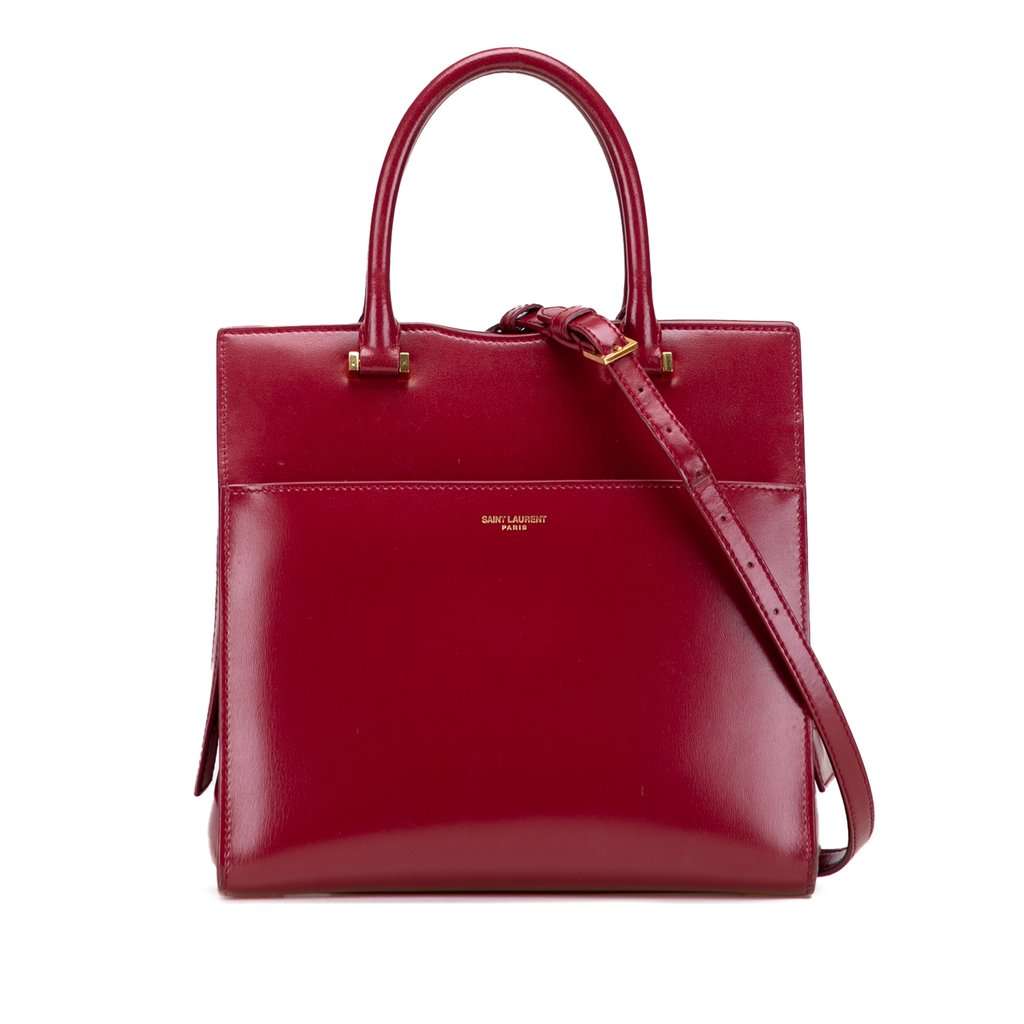 Saint Laurent Small Leather Uptown Satchel Red Leather Very good - Front View