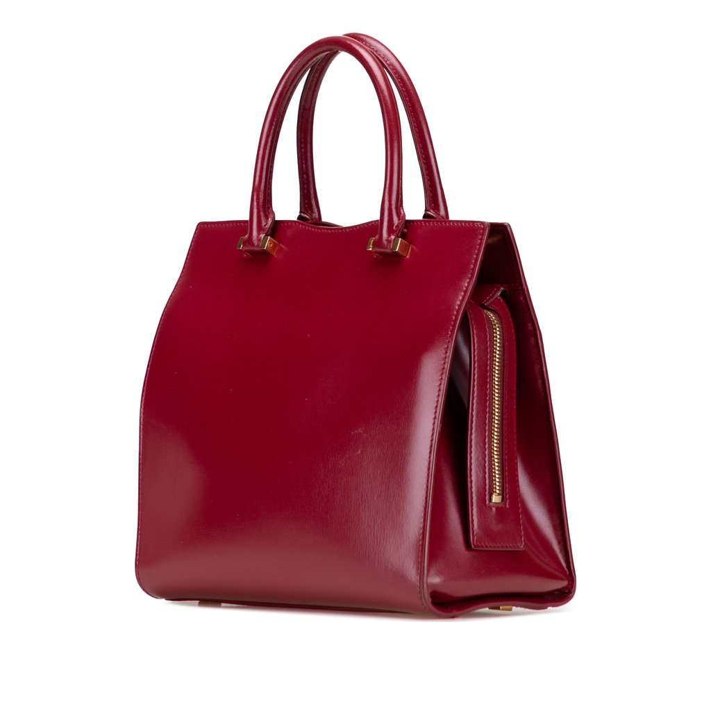 Saint Laurent Small Leather Uptown Satchel Red Leather Very good - Back View
