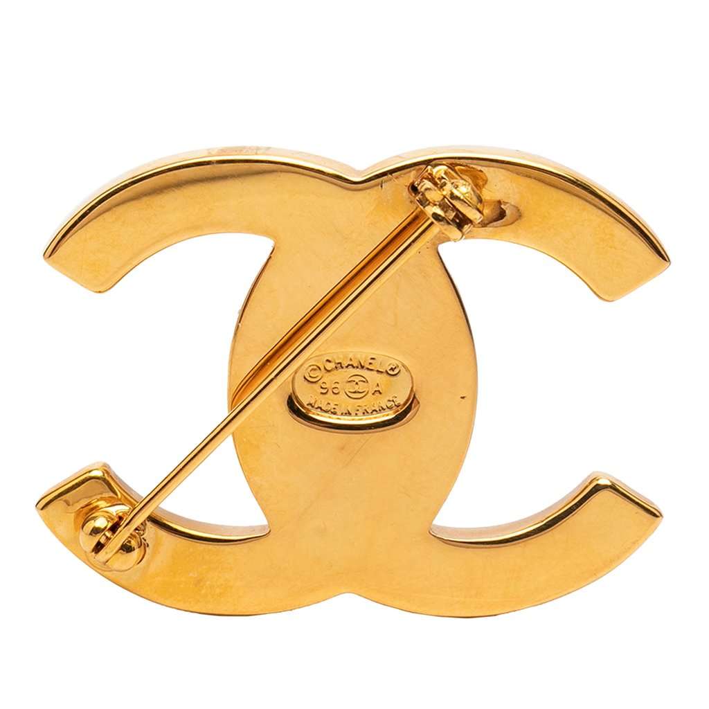 Chanel Gold Plated CC Turn-Lock Brooch Gold Metal Very good condition - Back View
