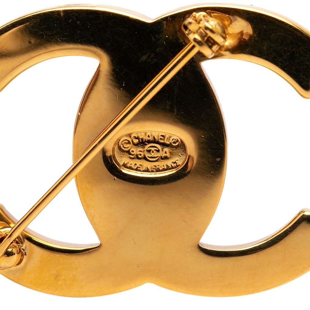 Chanel Gold Plated CC Turn-Lock Brooch Gold Metal Very good condition - Inside View