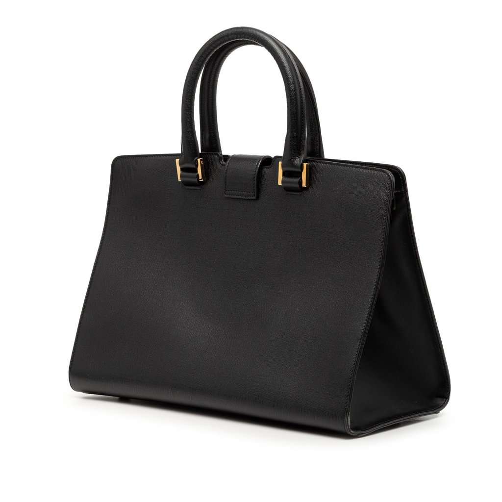 Saint Laurent Small Textured Leather Cabas Chyc Satchel Black Leather Very good condition - Back View