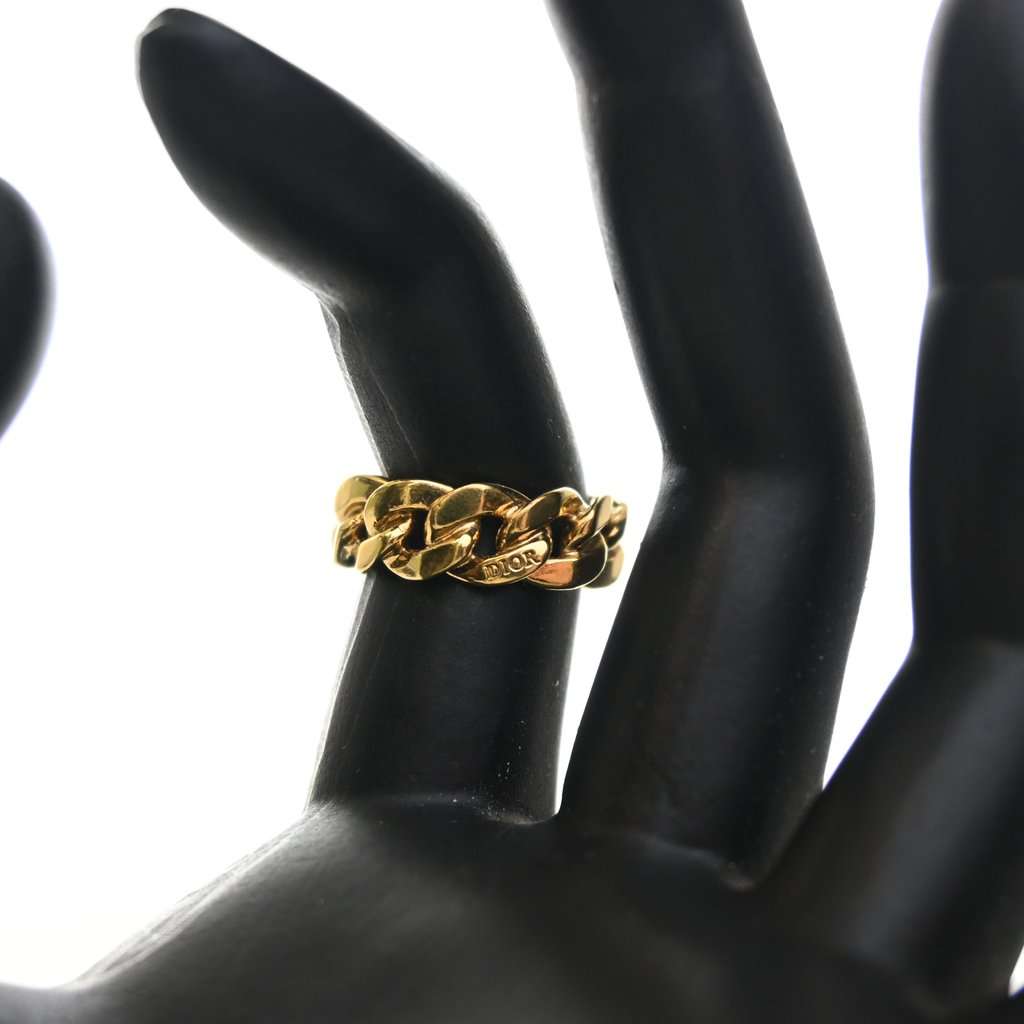 Dior Gold Plated Danseuse Etoile CD Logo Chain Ring Gold Metal Very good condition - Inside View