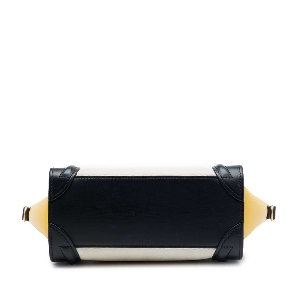 Celine Nano Tricolor Nubuck and Drummed Calfskin Luggage Tote White Leather Very good - Inside View