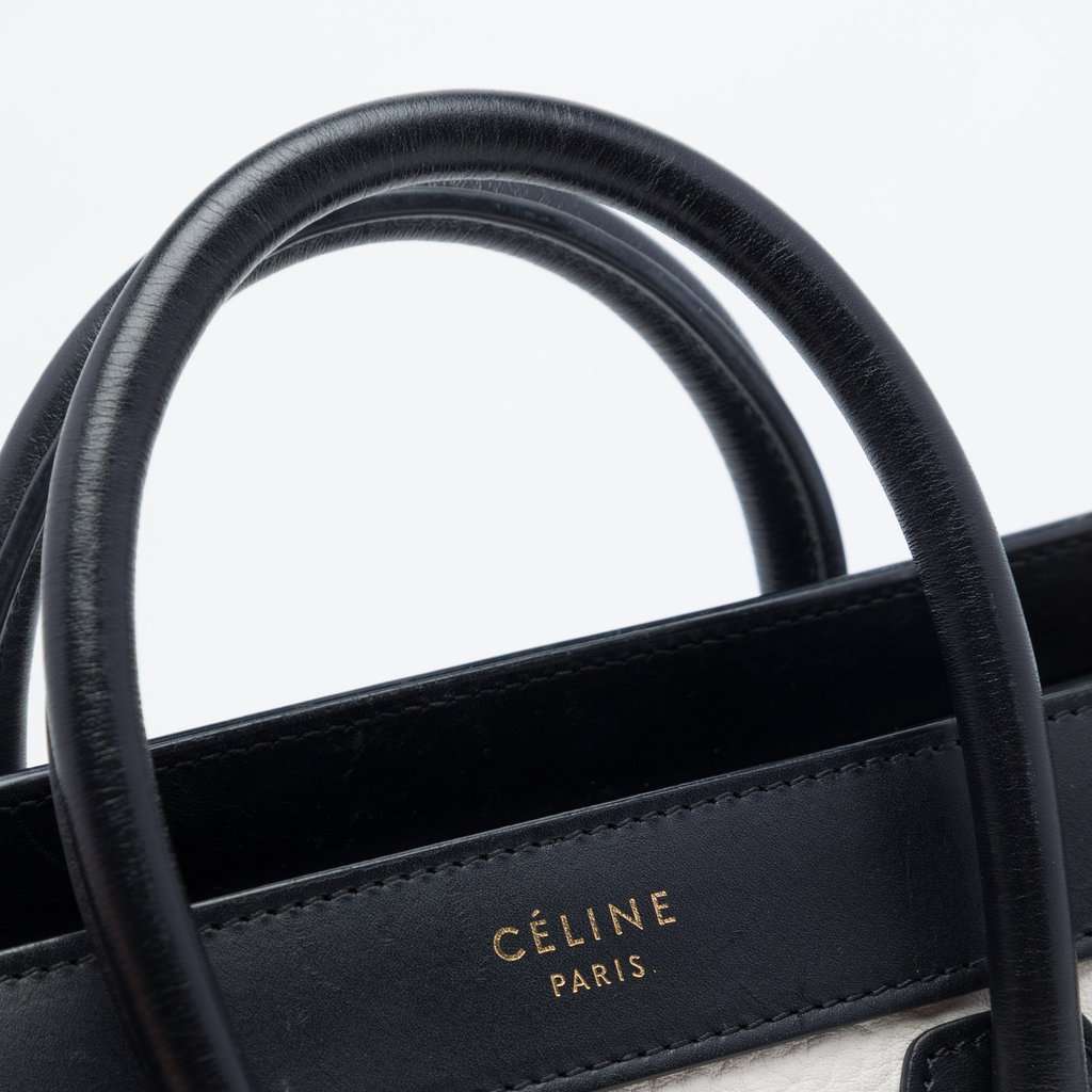 Celine Nano Tricolor Nubuck and Drummed Calfskin Luggage Tote White Leather Very good - Box View
