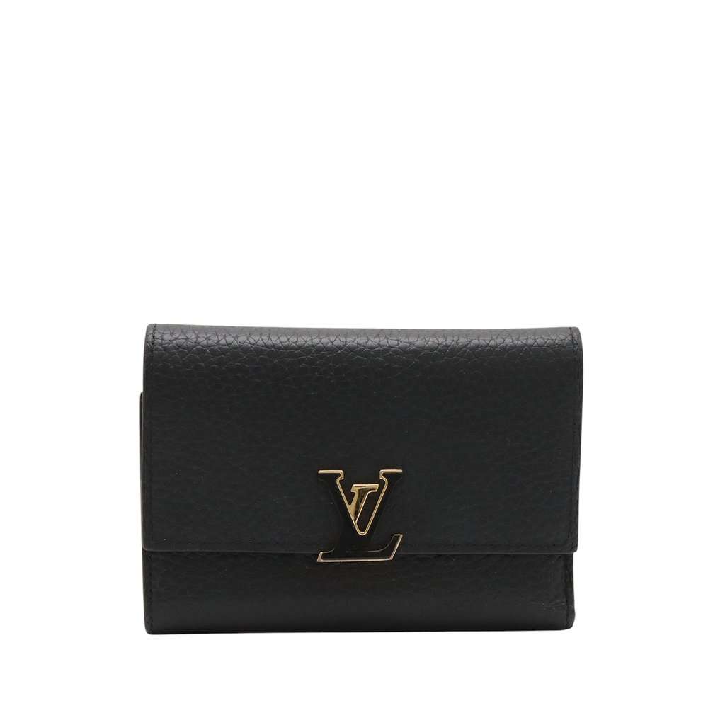 Louis Vuitton Taurillon Capucines Compact Wallet Black Leather Very good - Front View