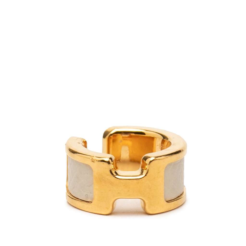 Hermès Gold Plated and Epsom Olympe Ear Cuff Gold Metal Very good condition - Front View