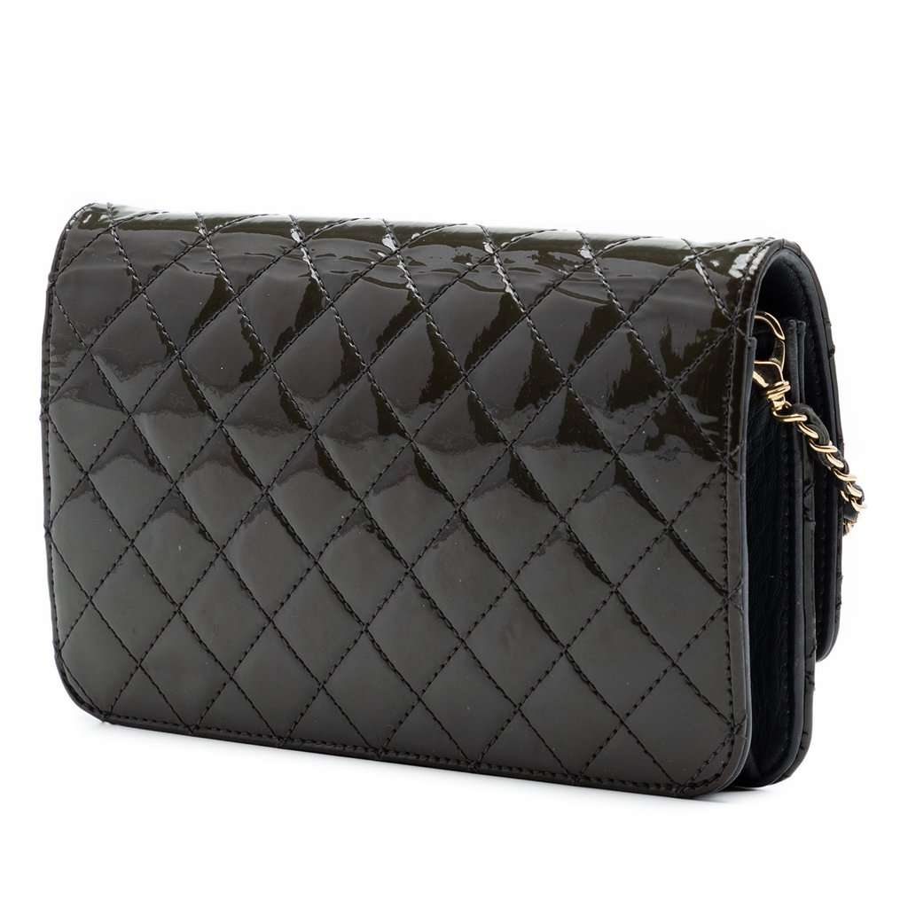 Chanel Quilted Patent Golden Class Wallet on Chain Black Leather Very good condition - Back View