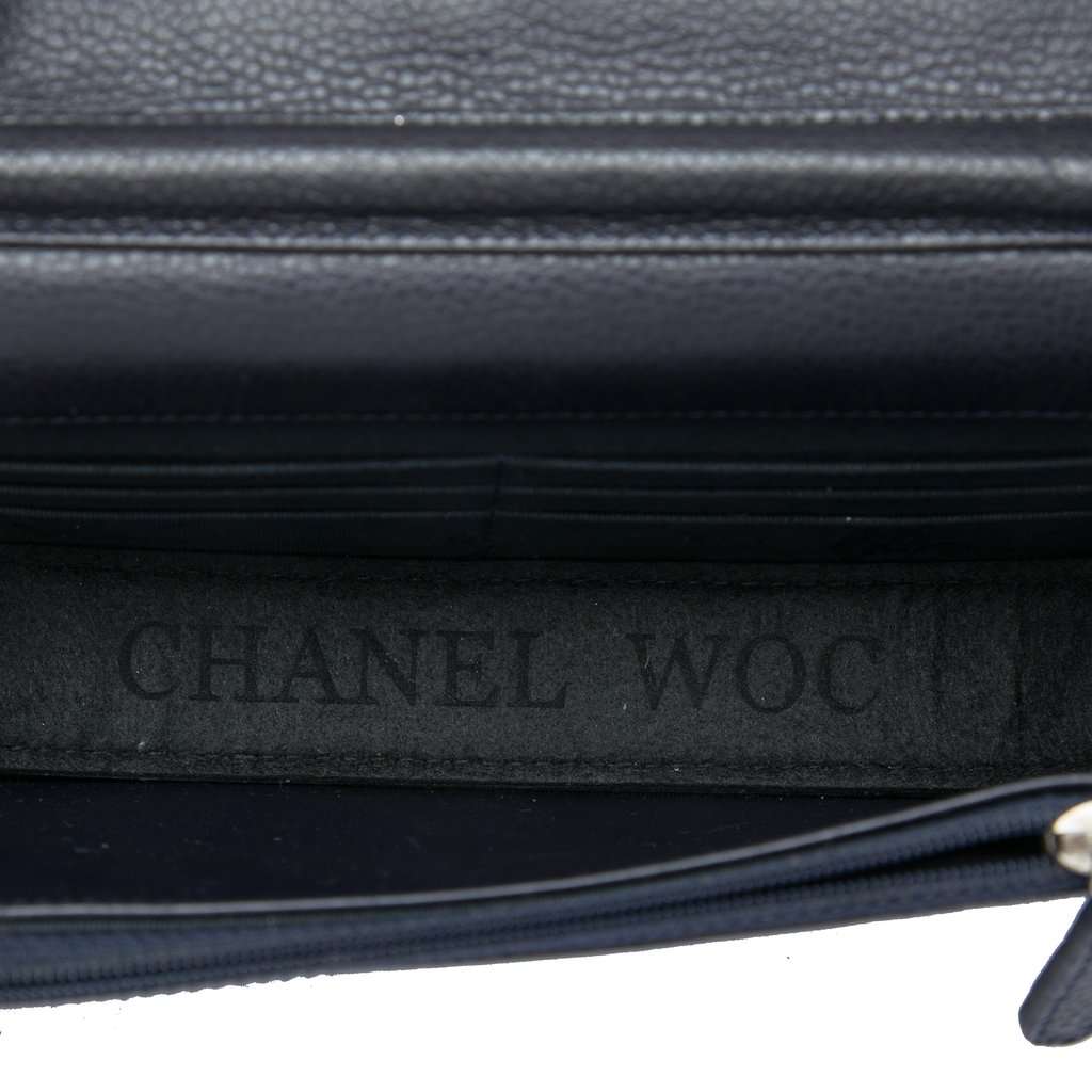 Chanel CC Quilted Caviar Wallet on Chain Black Leather Very good - Model View