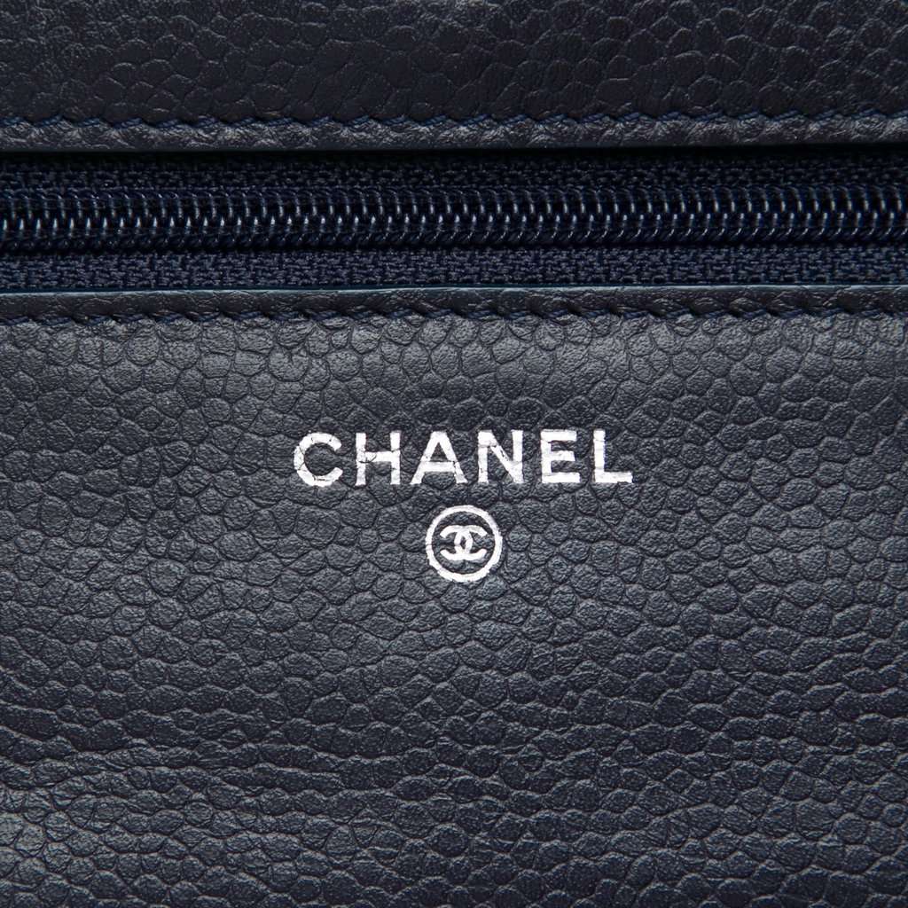 Chanel CC Quilted Caviar Wallet on Chain Black Leather Very good - Box View