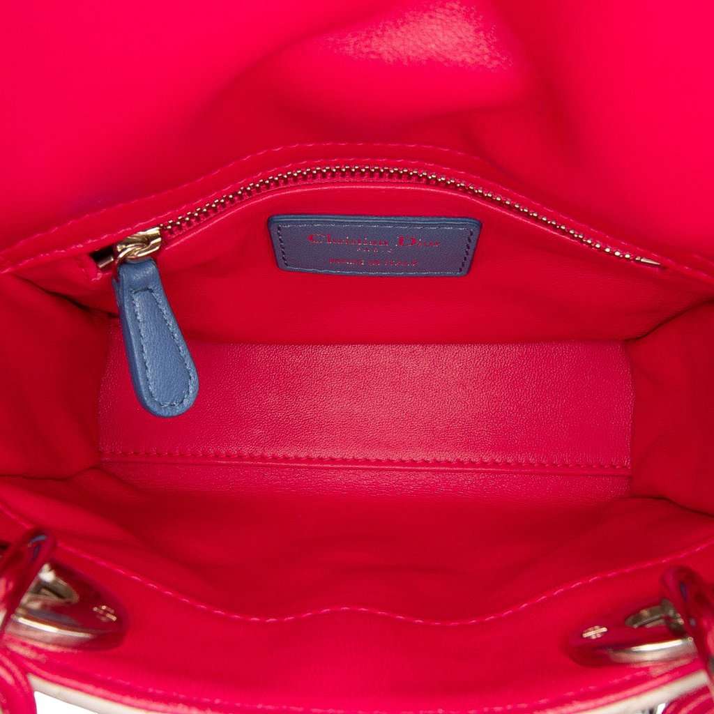 Dior Mini Tricolor Lambskin Cannage Lady Dior Brown Leather Very good - Model View
